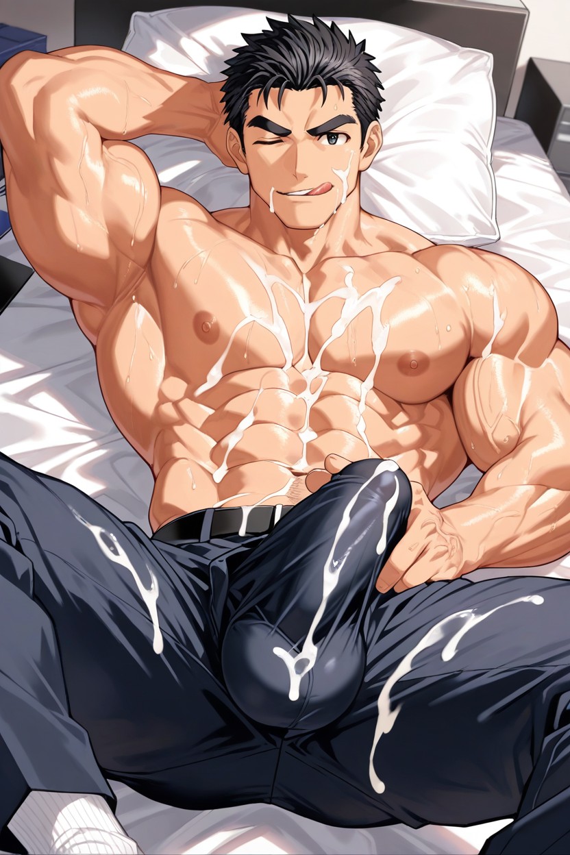 Penis Bulge, Erect Penis, Thick Eyebrows AI Gay Porn