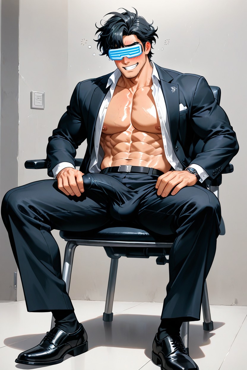 Large, Business Shoes, Black Hair AI Gay Porn