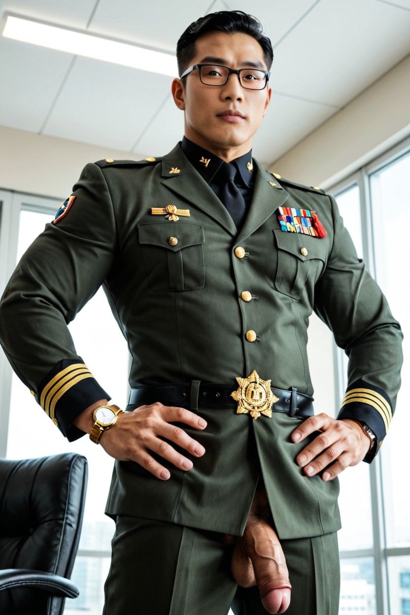 Army Officer, Thick Arms, Office AI Gay Porn