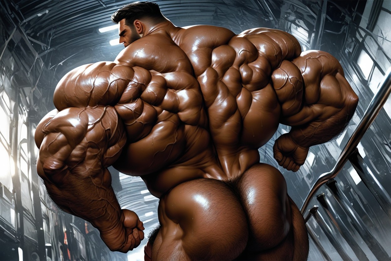 Hairy Shoulders, Top Down, Brown Skin AI Gay Porn