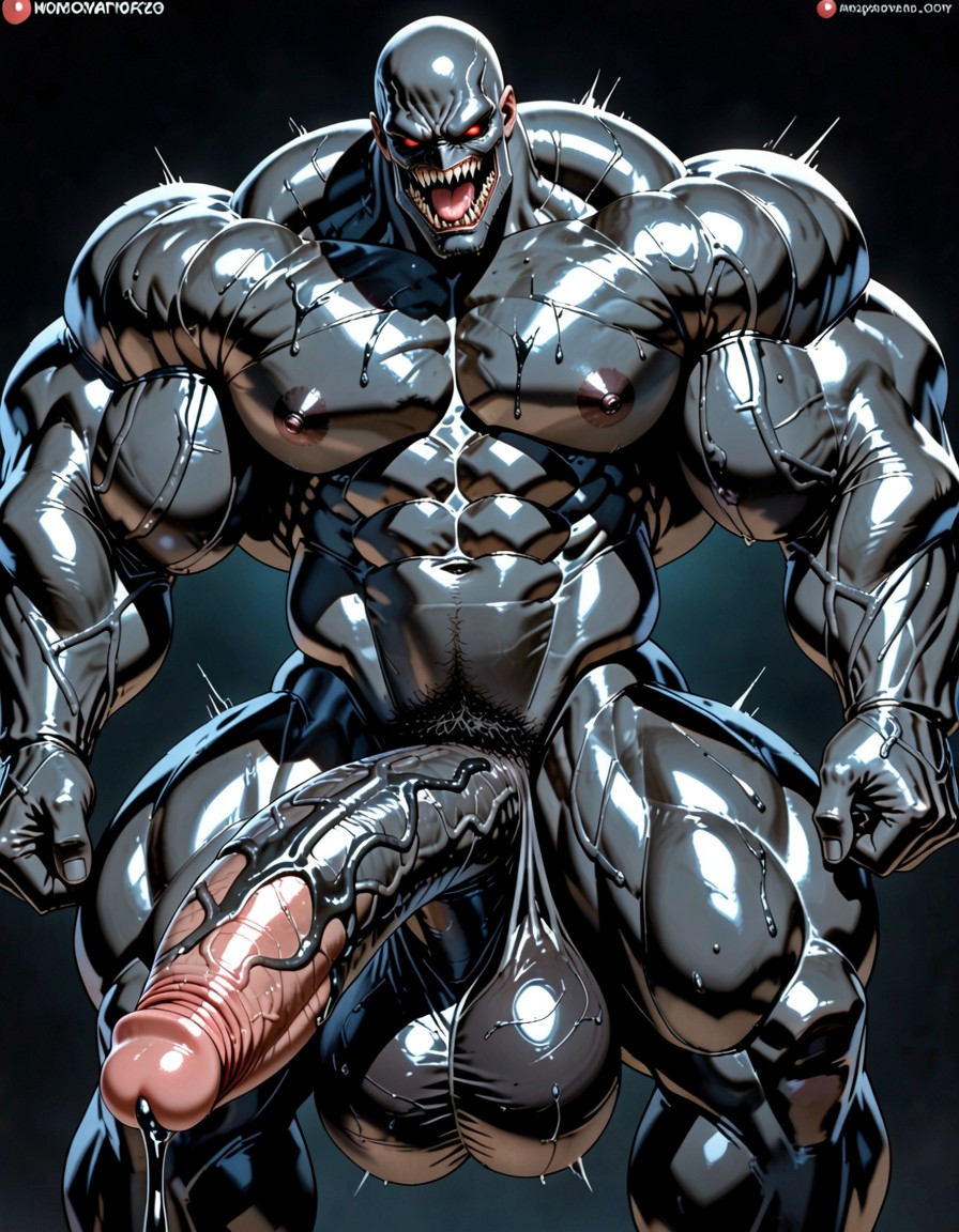 Oversized Hyper Gigantic Cock, Masculine, Colossal Muscularity AI Gay Porn