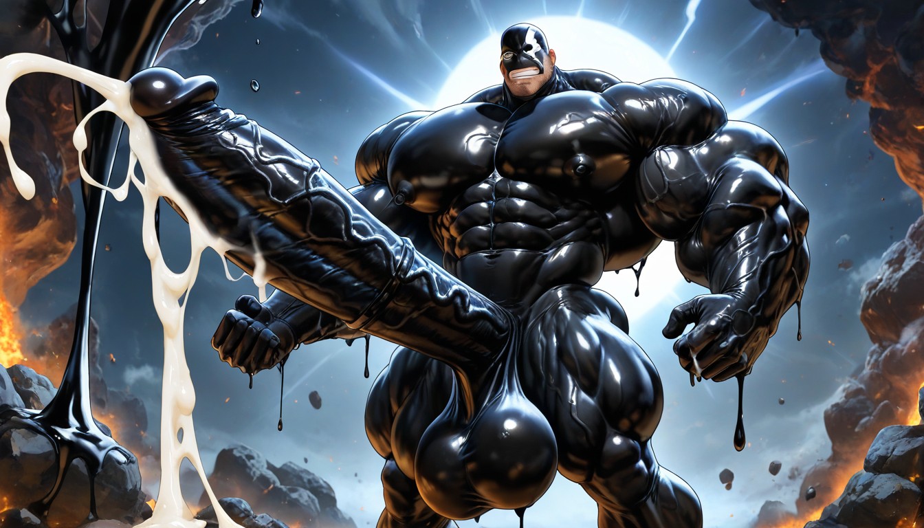 Oversized Hyper Gigantic Cock, Black Penis, Hyper Nipples AI Gay Porn