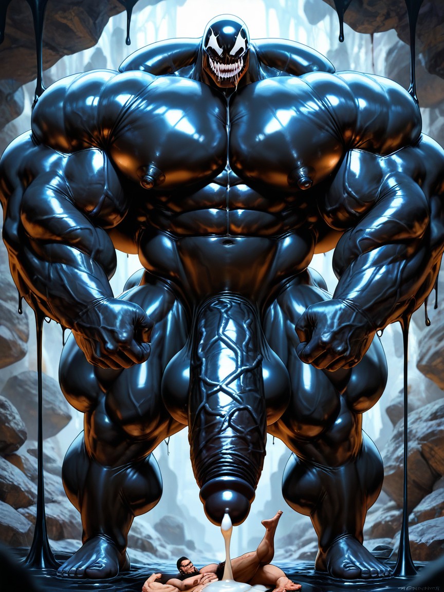 Oversized Muscles, Black Goo Latex Taking Over, Boulder Shoulders AI Gay Porn
