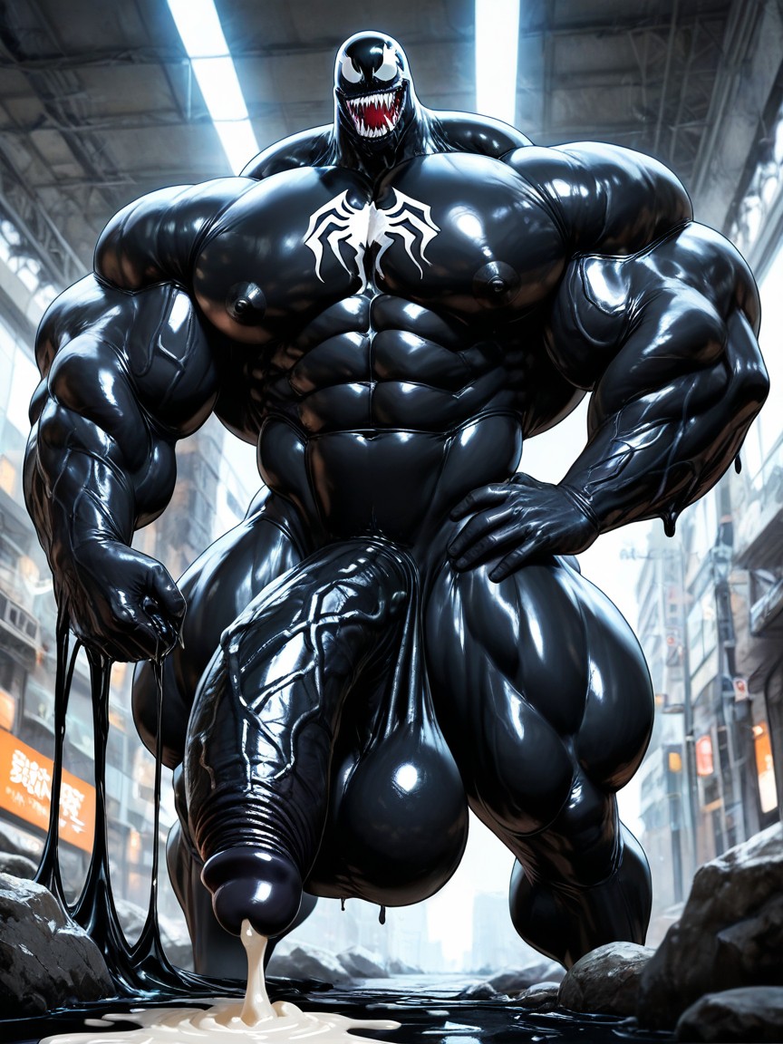 Oversized Hyper Gigantic Cock, Black Goo Latex, Penis Bigger Then Leg AI Gay Porn
