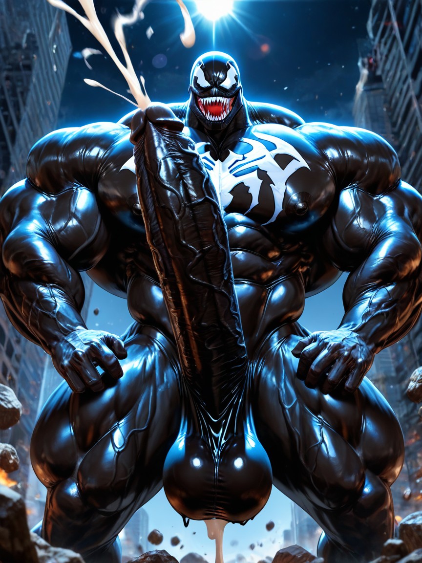 Sculpted Neck, Vivid Cinematic Light Casting Rembrandt-style Deep Shadows On His Massive Bulking Body, Extremely Large Ass AI Gay Porn