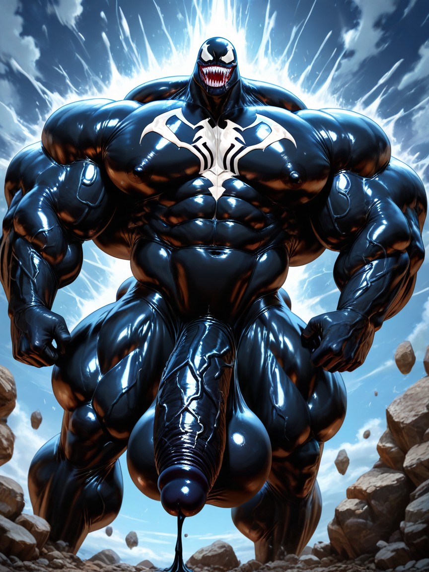 Muscular, Black Goo Latex, Masculine AI Gay Porn