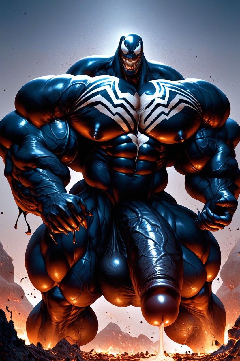 Macro, Vivid Cinematic Light Casting Rembrandt-style Deep Shadows On His Massive Bulking Body, Perspective AI Gay Porn