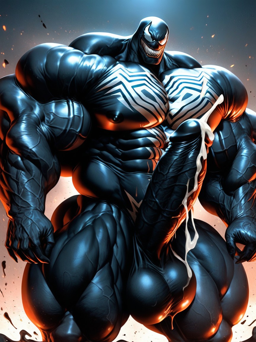 Hyper Exaggerated Gigantic Muscle Physique, Cumshot, 25+ AI Gay Porn
