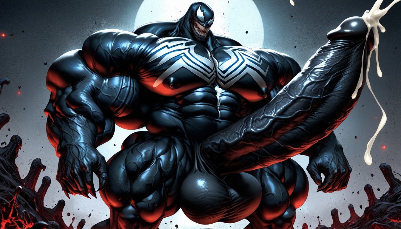 Stubble, Gigantic Long Penis, Gigantic Muscles AI Gay Porn