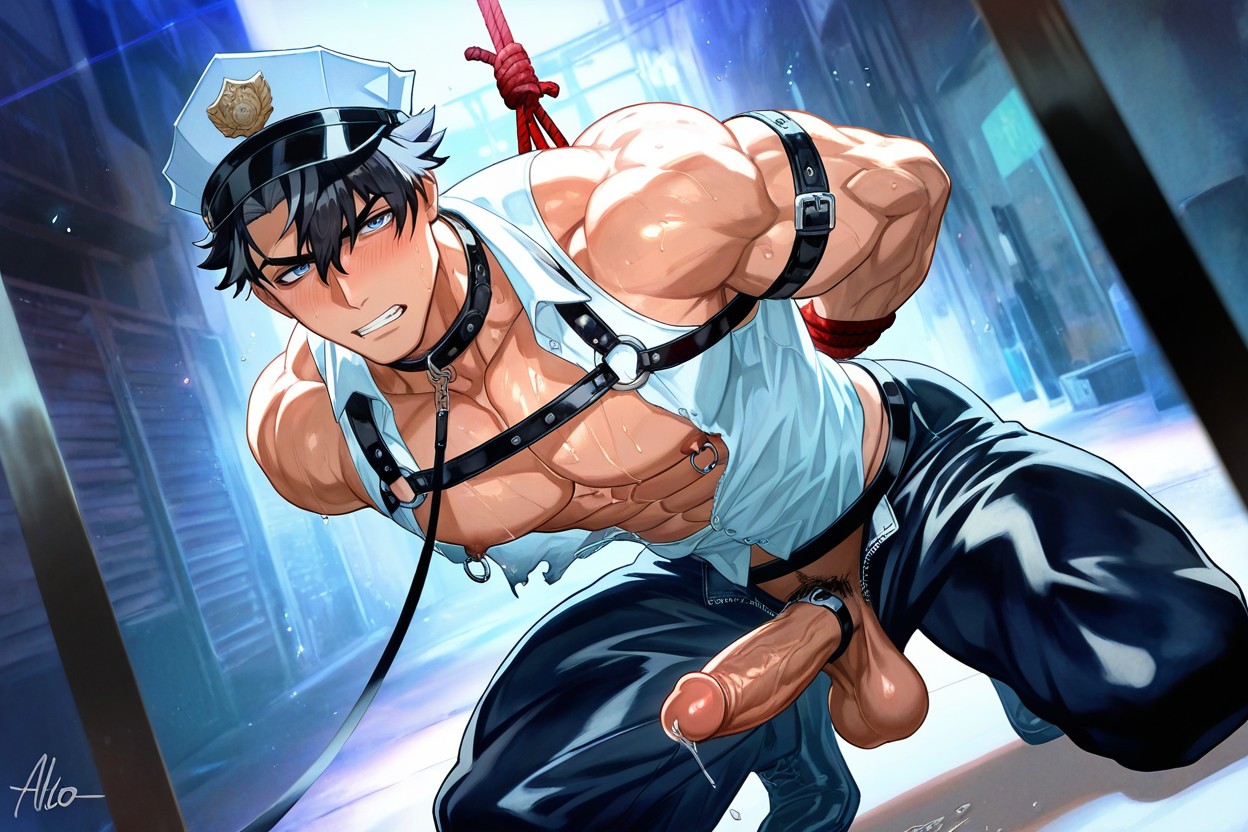 Background Is A Gritty And Dimly Lit Provincial Russian Street At Midnight, Diagonal Angle, Ripped Clothes AI Gay Porn