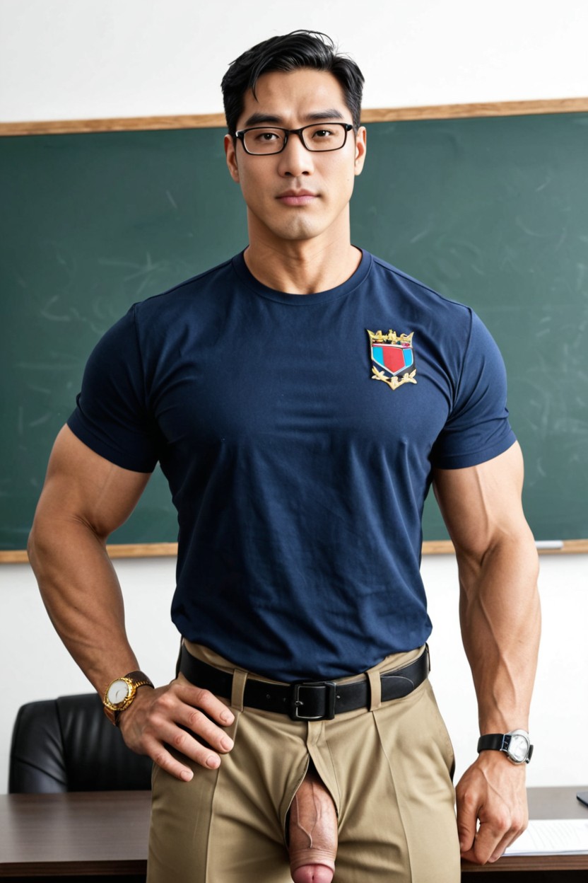 Wide Lats, Moyen Flaccid Size Penis, No Helmet Rugged Mature Man AI Gay Porn