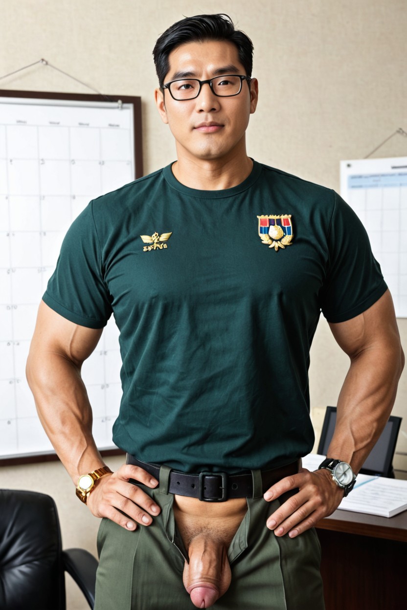 Knowing Look, Broad Shoulders, Thick Lower Face AI Gay Porn