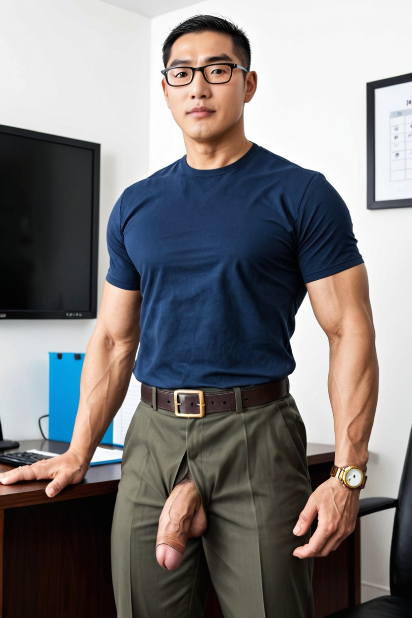 Confident Gaze, Strong Legs, Clean Gorgeous Face AI Gay Porn