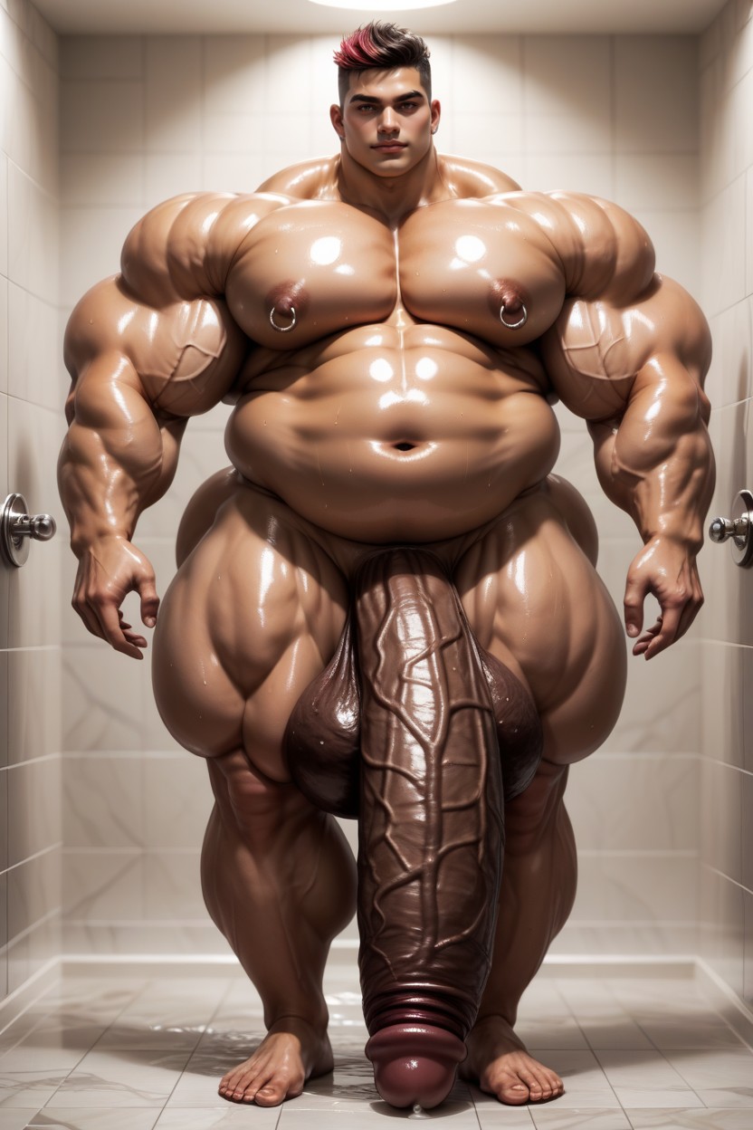 Massively Long Gigantic Heavy Flaccid Hyper Cock, Impossibly Long Hyper Penis, Tan Skin AI Gay Porn