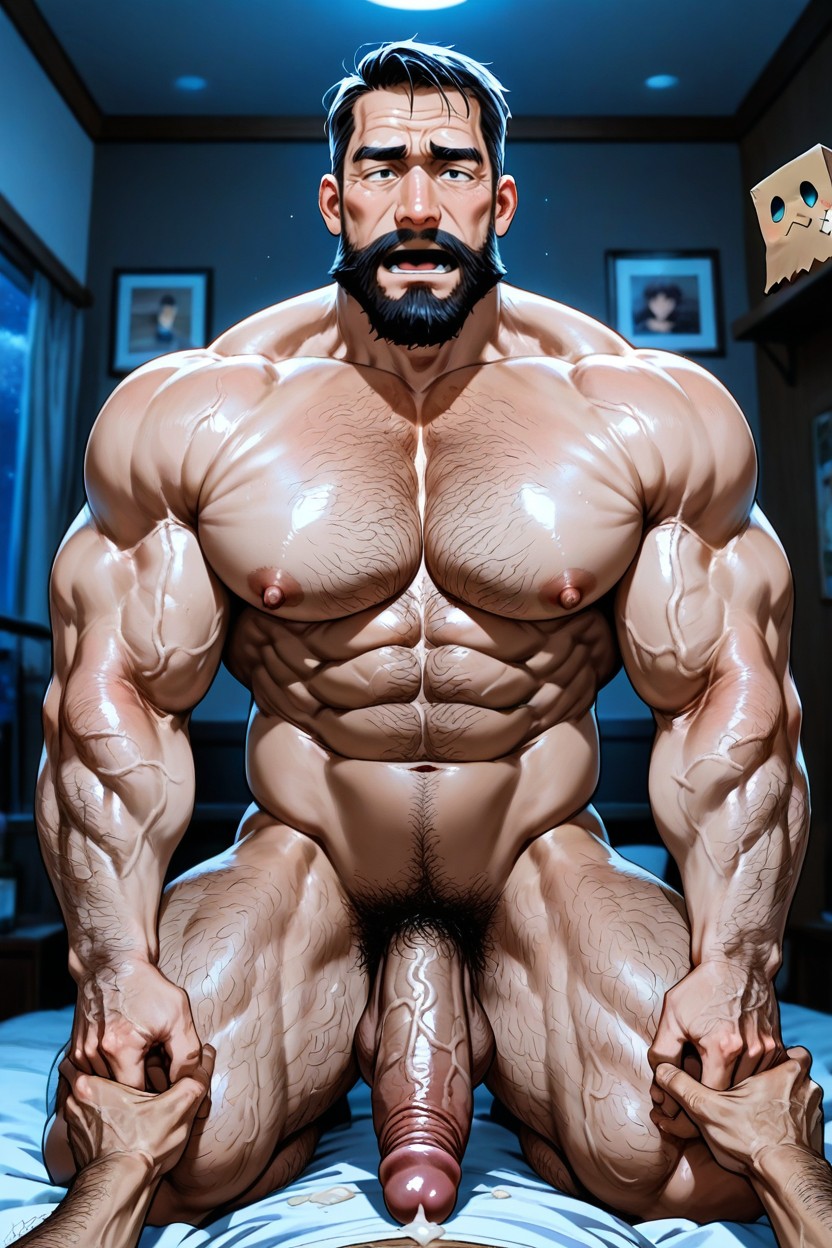 Thick, We Need A View Slightly From The Side, Daddy Is Shooting His Cum Into Friends Mouth AI Gay Porn