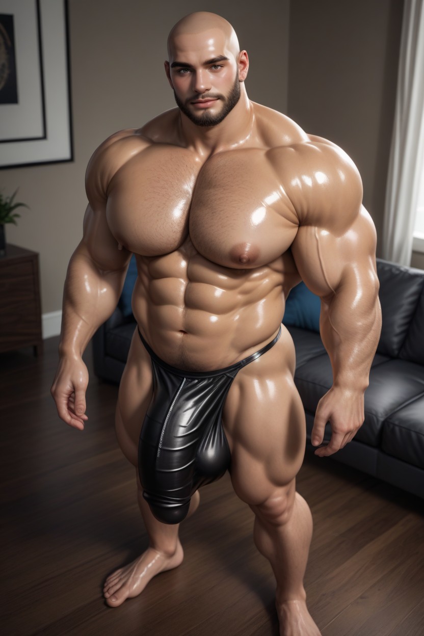 Big Round Pecs, Dark Brown, Tall AI Gay Porn