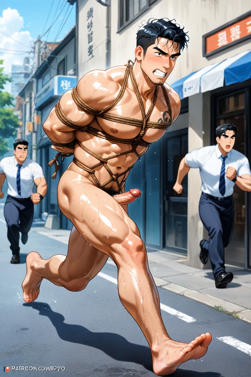 ,/side View,full Body, Small, Strict Bondage AI Gay Porn