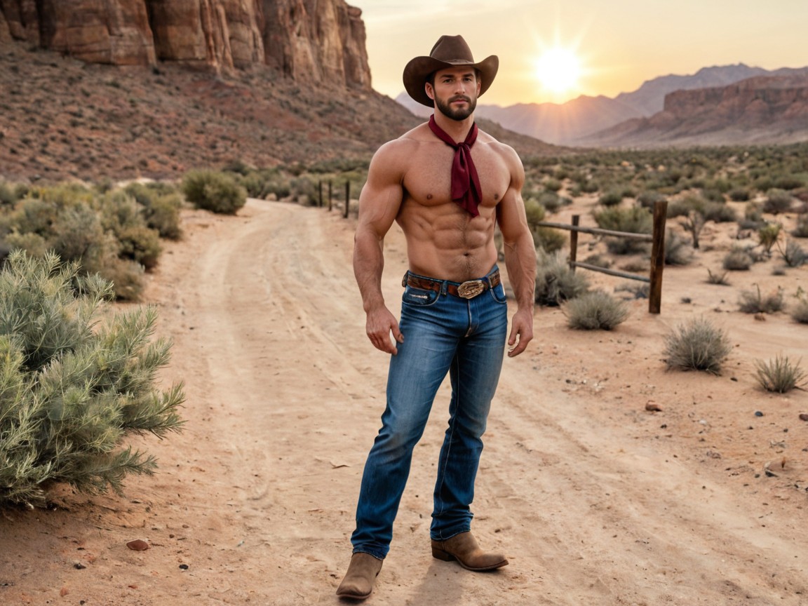 Side View, Beefy, Handsome Mature Man AI Gay Porn