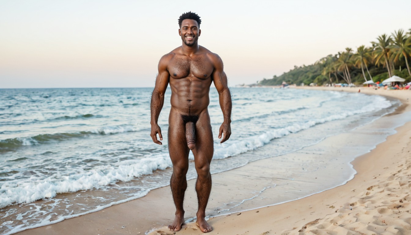 African, Extreme Hairy Belly Button, Fit AI Gay Porn