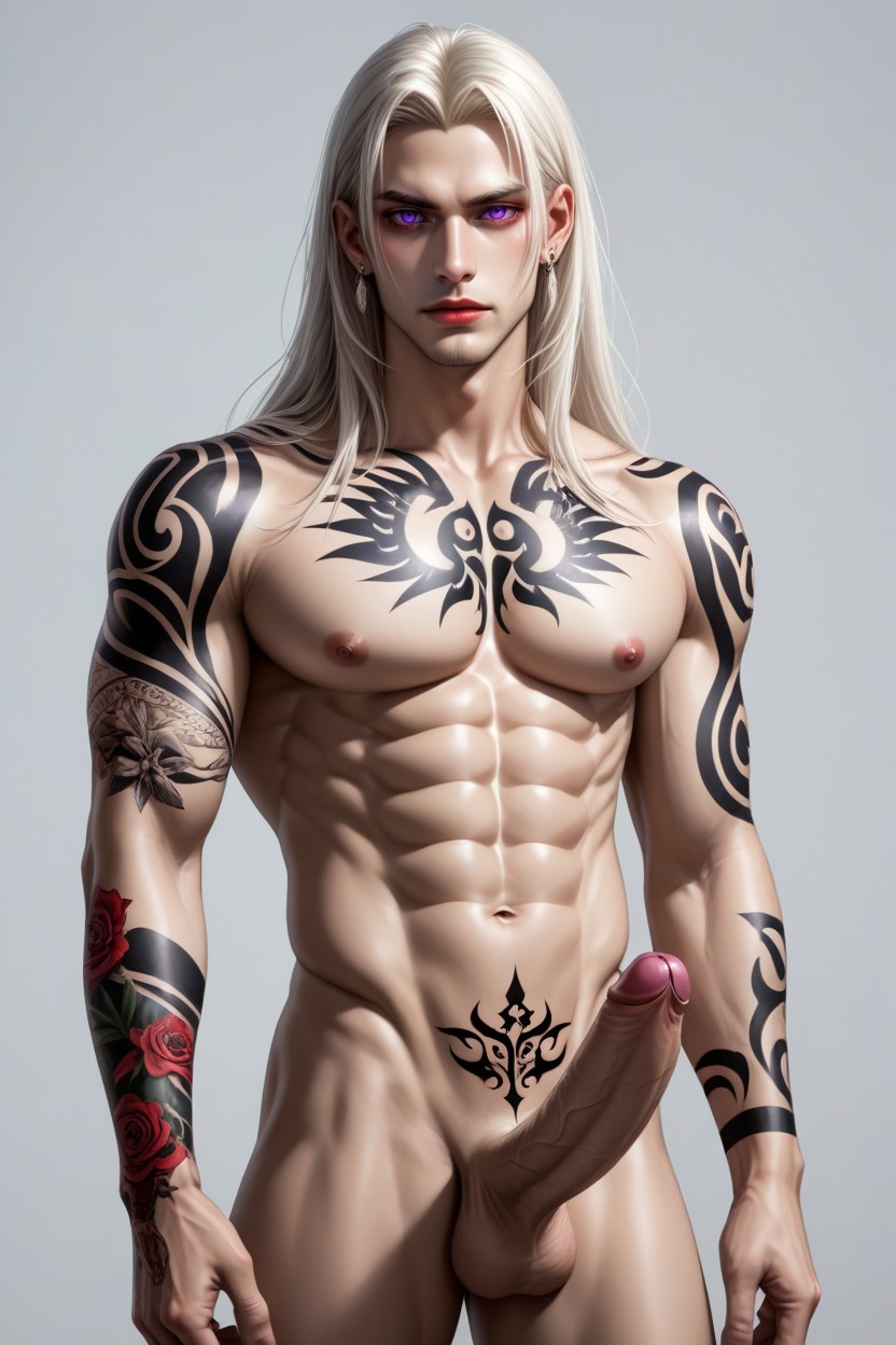 Colorful Tattoos, Back Tattoo, Seductive Look Porno gay IA