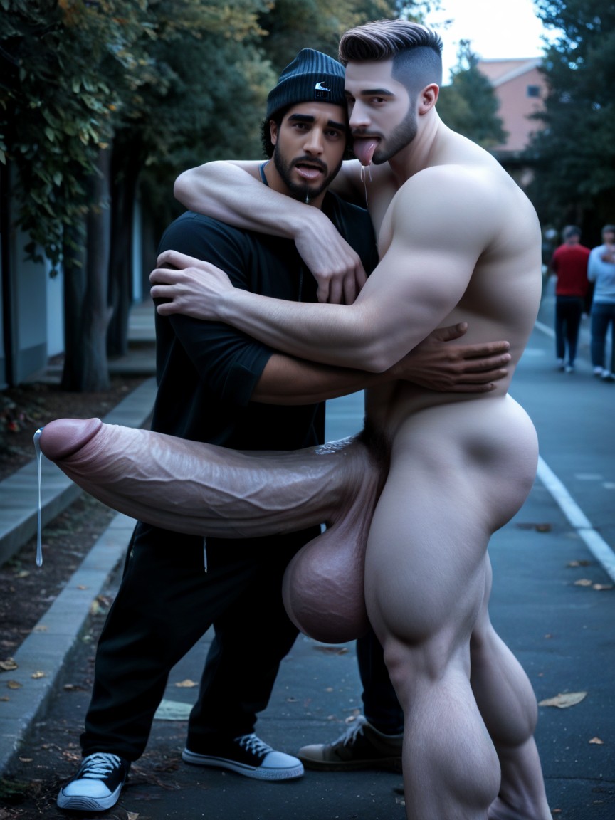 In Public, Male Pixiecut Hair, Male Pixie-hair AI Gay Porn