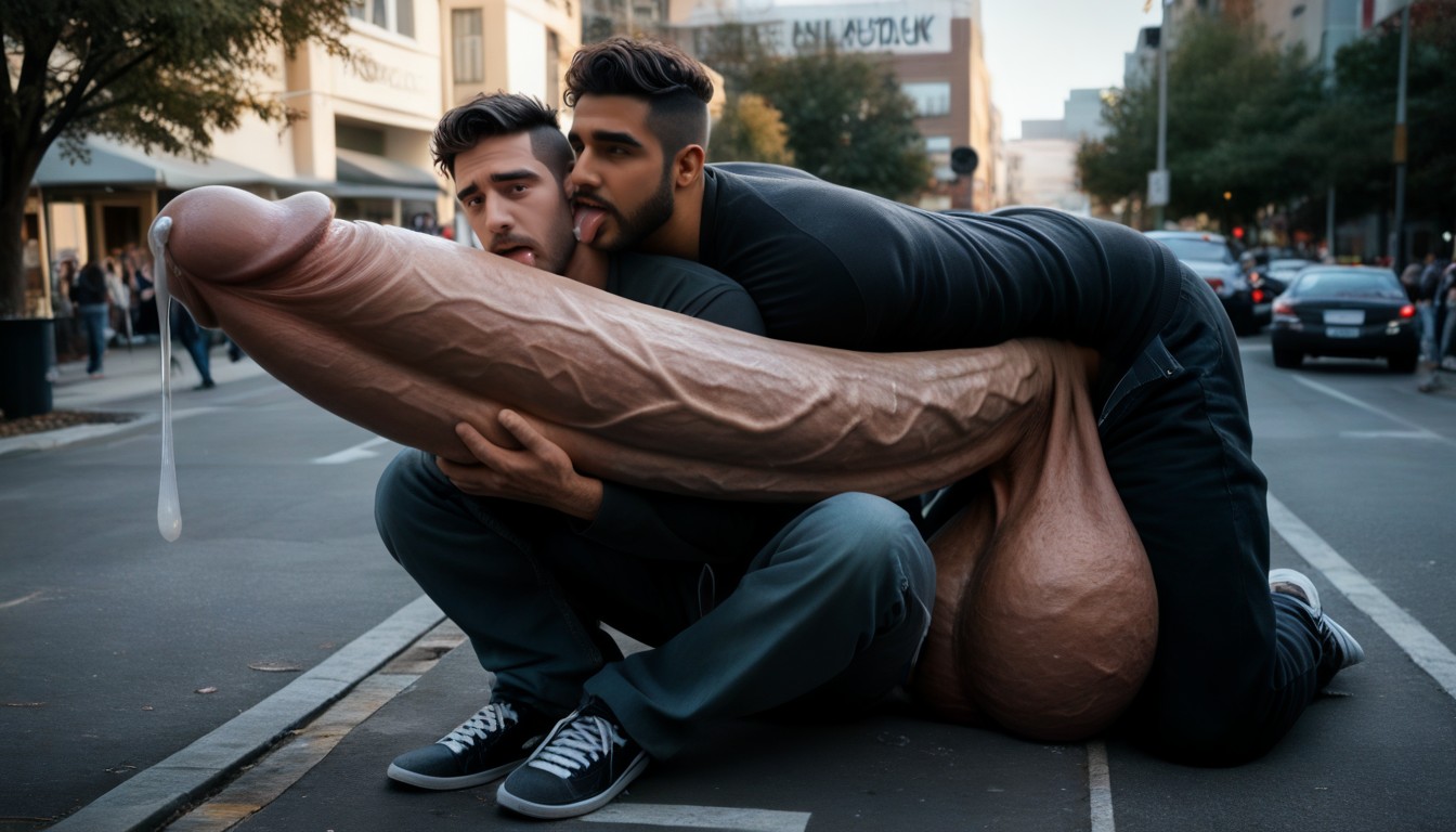 Close-up, Holding Cock With Both Arms, Nervous AI Gay Porn