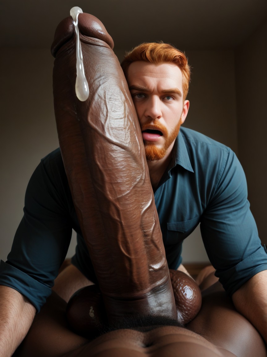 Huge Plump Balls, Hyper Uncut African Penis Next To Face, Men Only AI Gay Porn