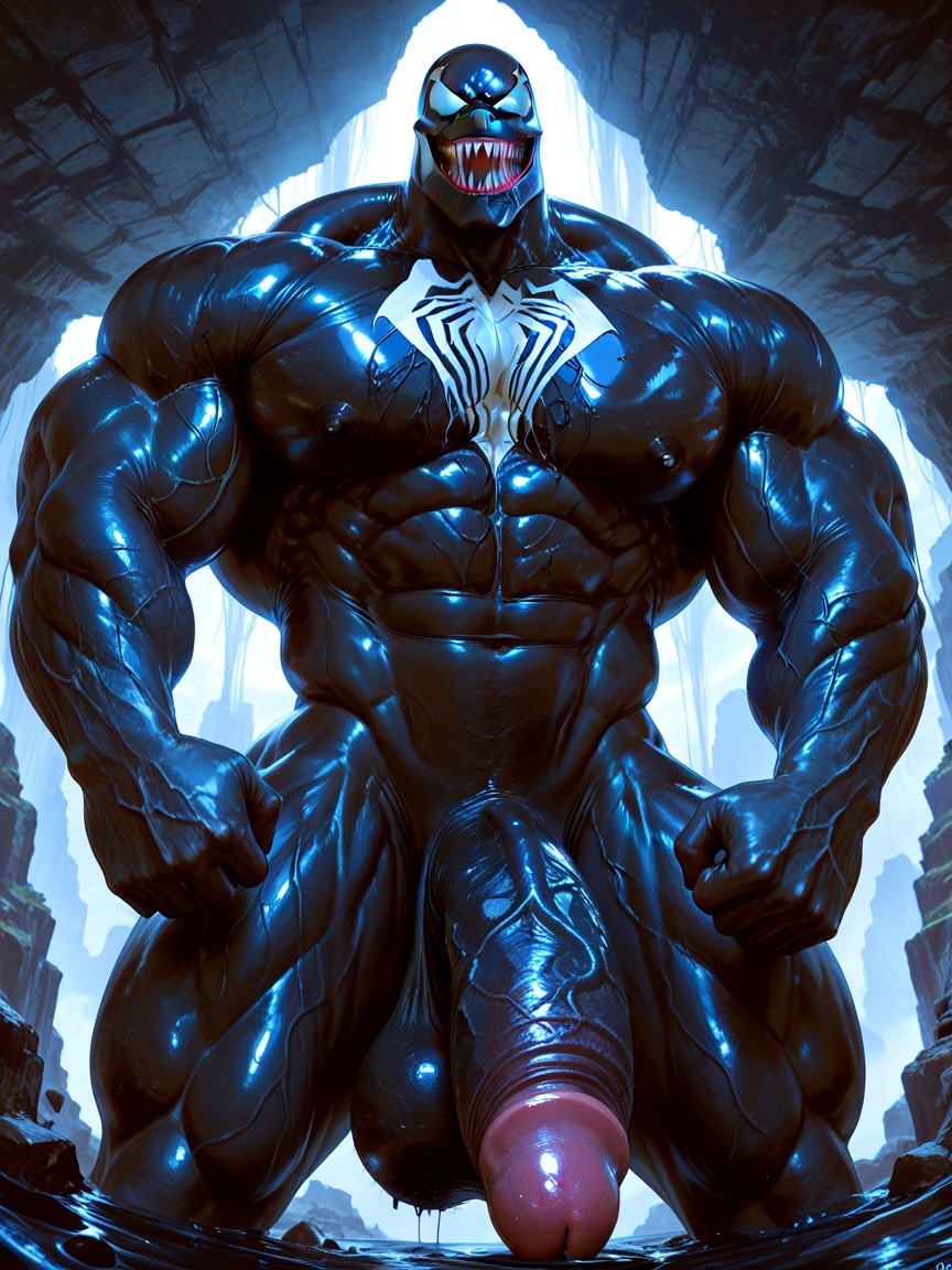 Masculine, Oversized Hyper Gigantic Cock, Deeply Etched Blocky Abs AI Gay Porn