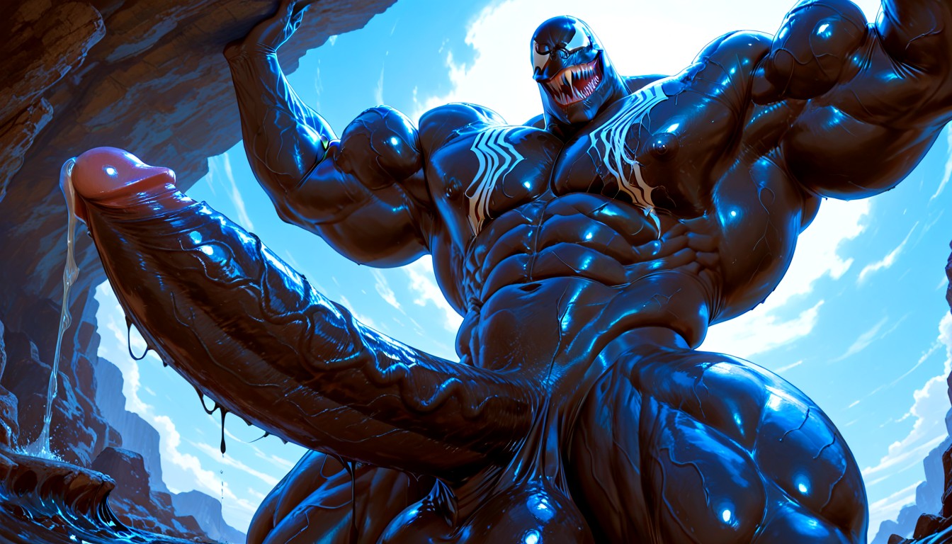 Macro, Black Nipples, Oversized Hyper Gigantic Cock AI Gay Porn