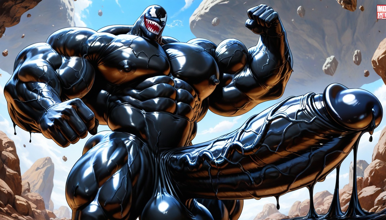 Venom, Venom, Oversized Muscles AI Gay Porn