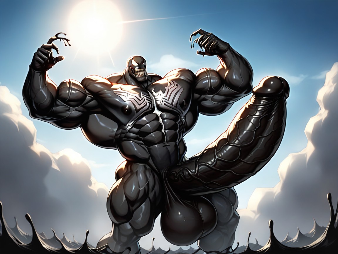 Black Goo Latex, Oversized Muscles, Deeply Etched Blocky Abs AI Gay Porn