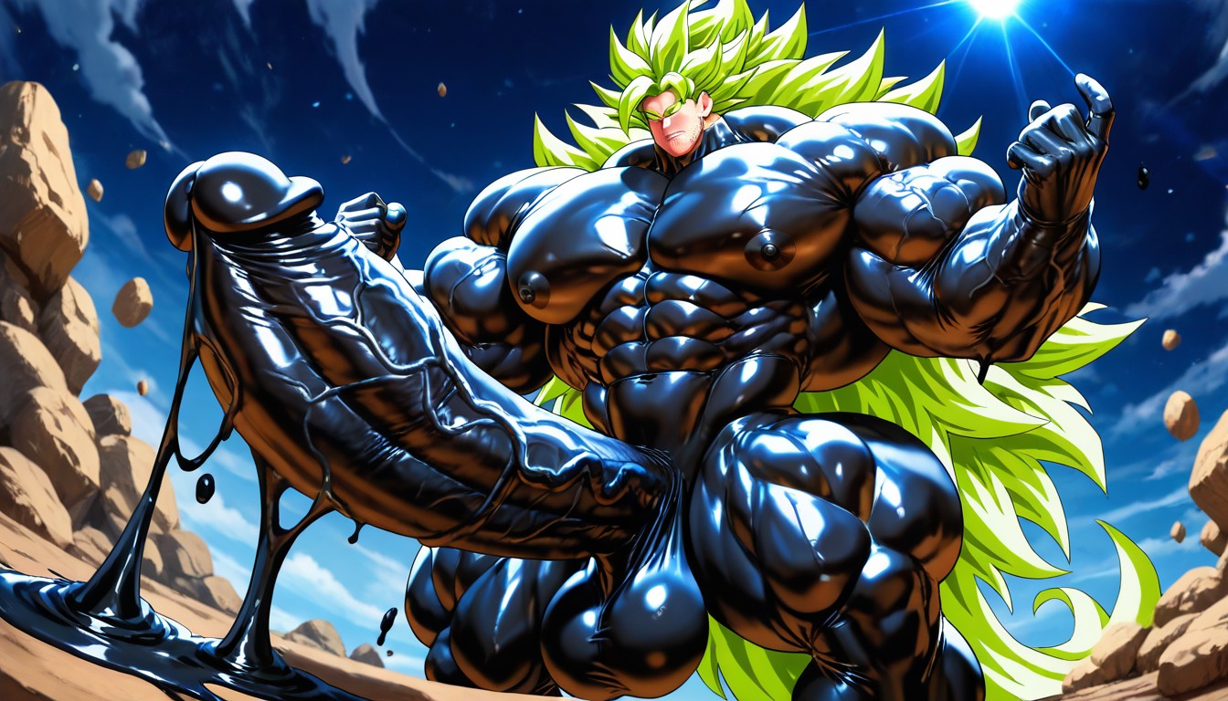 Black Goo On Skin, Black Goo Latex, Boulder Shoulders AI Gay Porn
