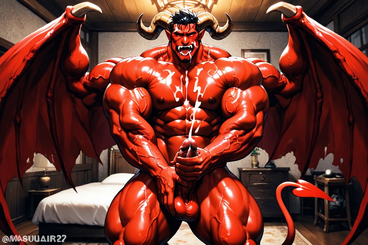 Big In Size, Red Demon Male Muscle Monster, Uhd AI Gay Porn
