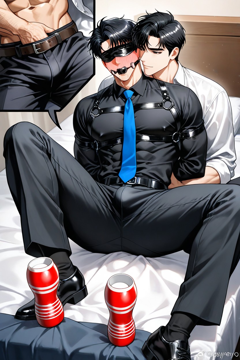 Black Shirt, 25+, Two Men AI Gay Porn
