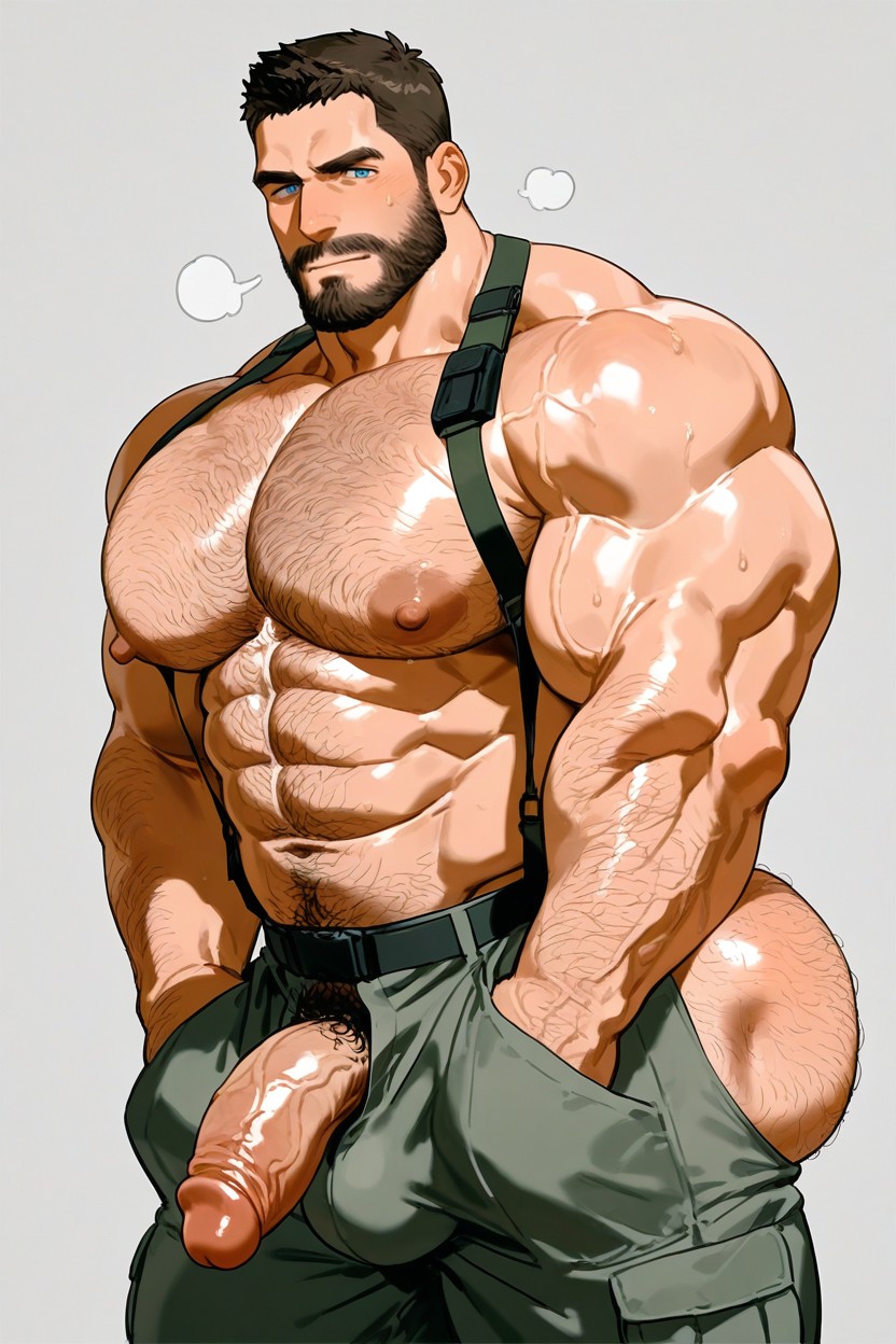 Bara Art Style, Blue Eyes, And Detailed Face AI Gay Porn