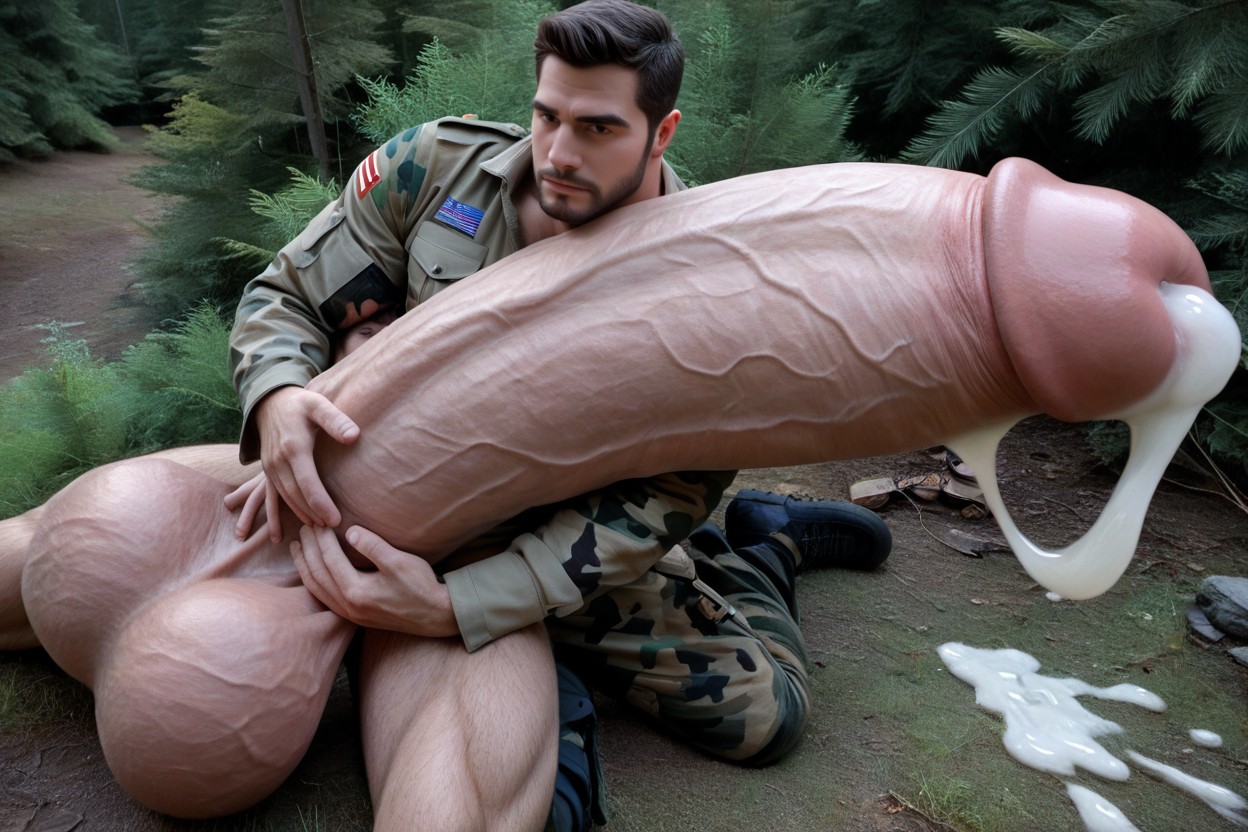 Facecum, Impossibly Long And Thick Hyper Cock Taller And Thicker Than Body, Close-up AI Gay Porn