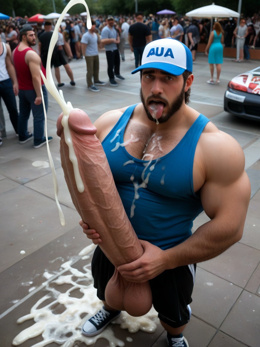 Caught, A Man Touches His Cock, Close-up AI Gay Porn