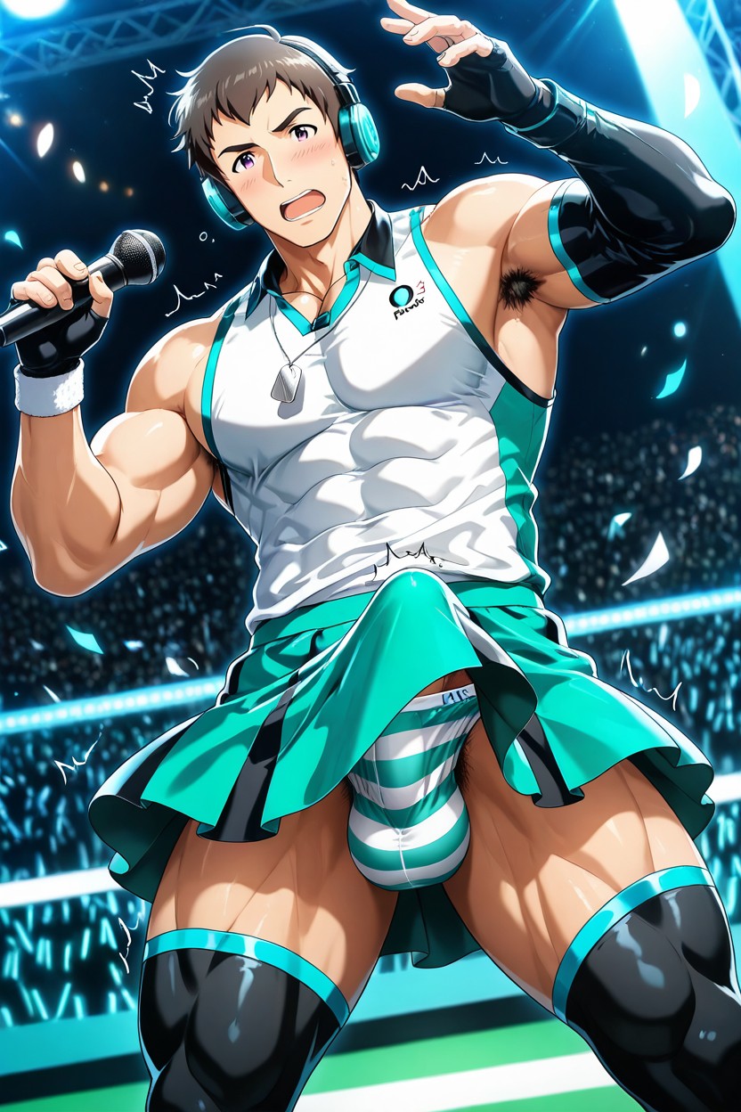 Green And White Striped Panties, Shingen Seiji From Idolmaster Side-m, Very Thick Cock AI Gay Porn