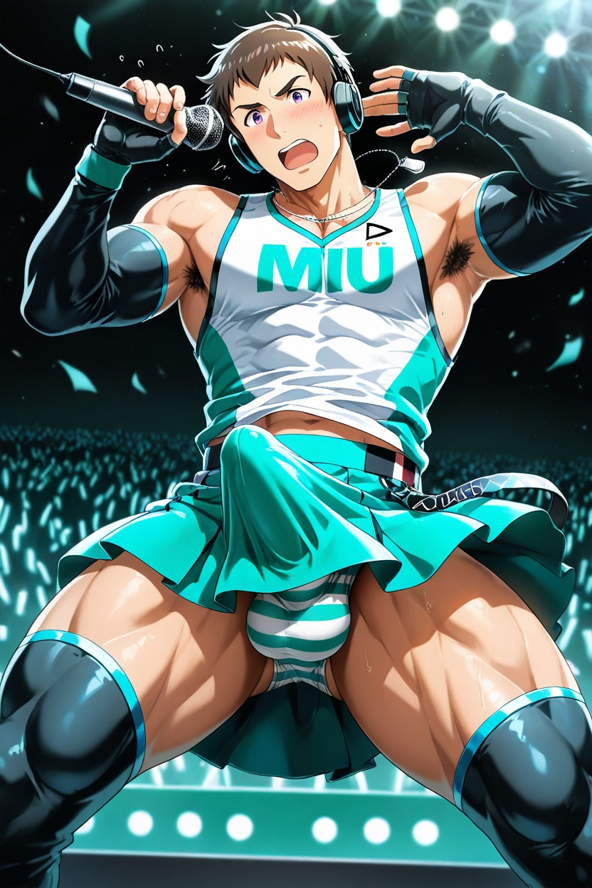 Stage Uniform, A Green Tennis Skirt With Turquoise Trim, Kind Eyes AI Gay Porn