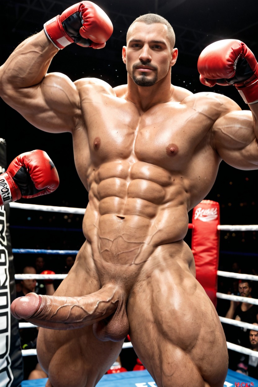 Red Boxing Gloves, Hypermuscular, Massive Quads AI Gay Porn
