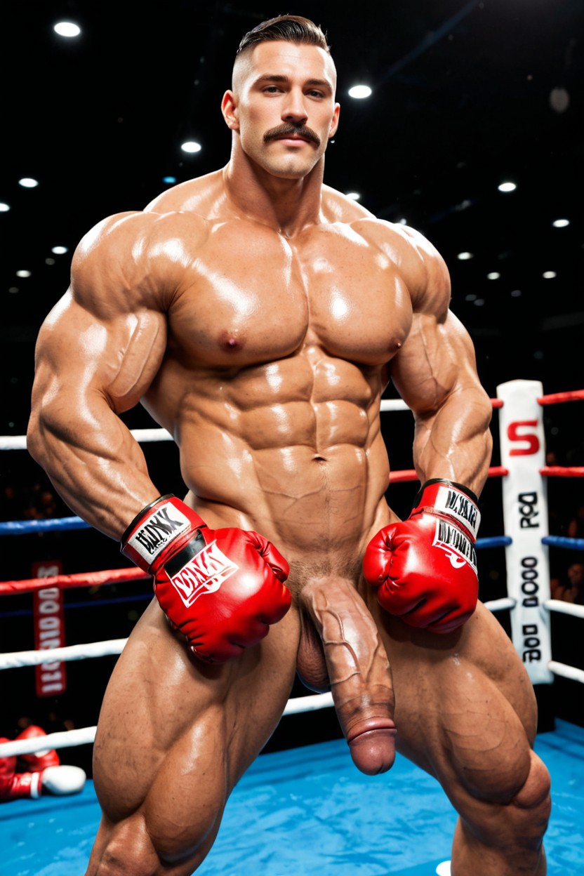 Naked Latino Boxer In The Boxing Ring, Gigantic Pecs, Big Muscles AI Gay Porn