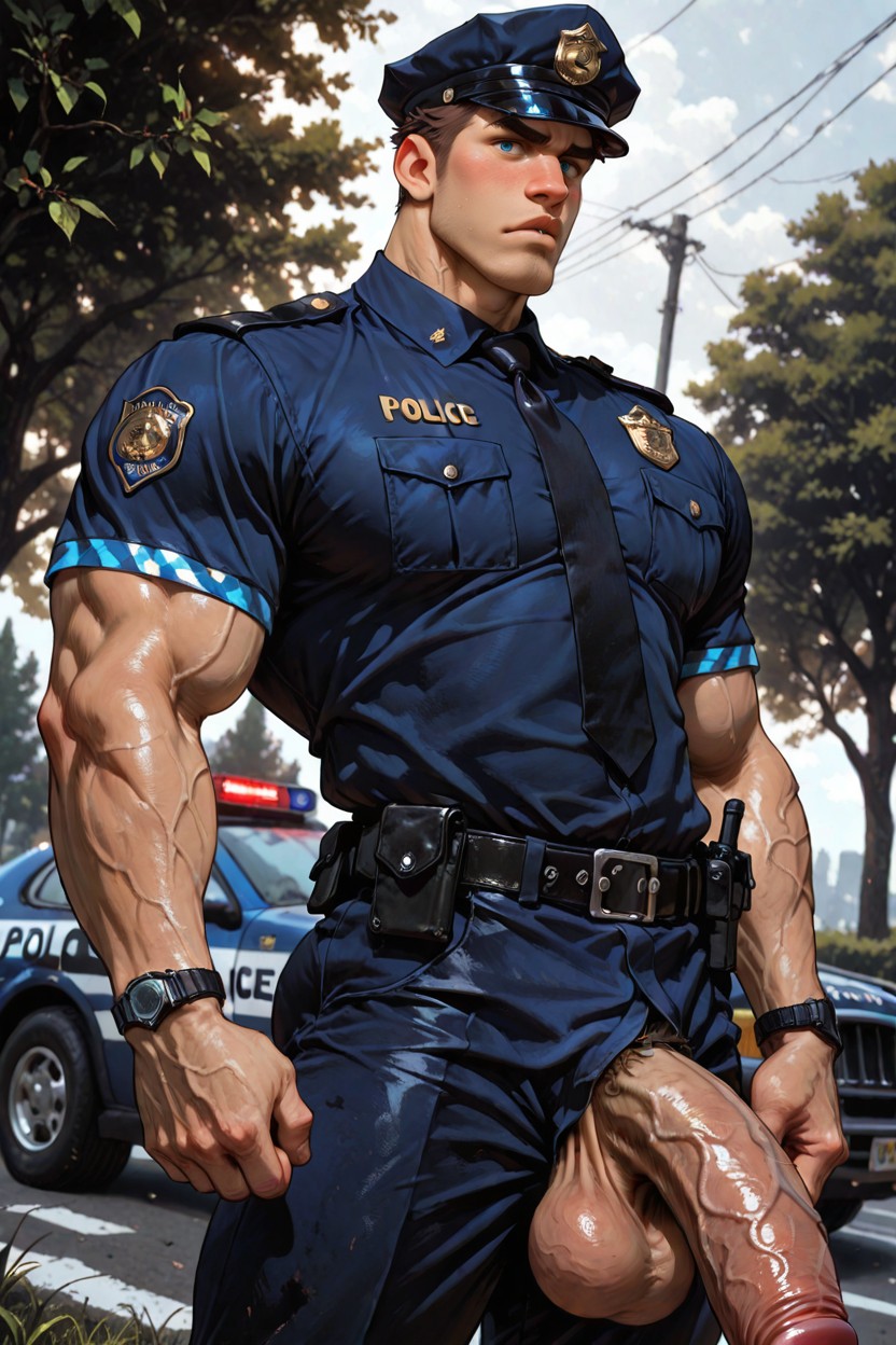 Police Costume, Cutesexyrobutts, Chin Dimple AI Gay Porn