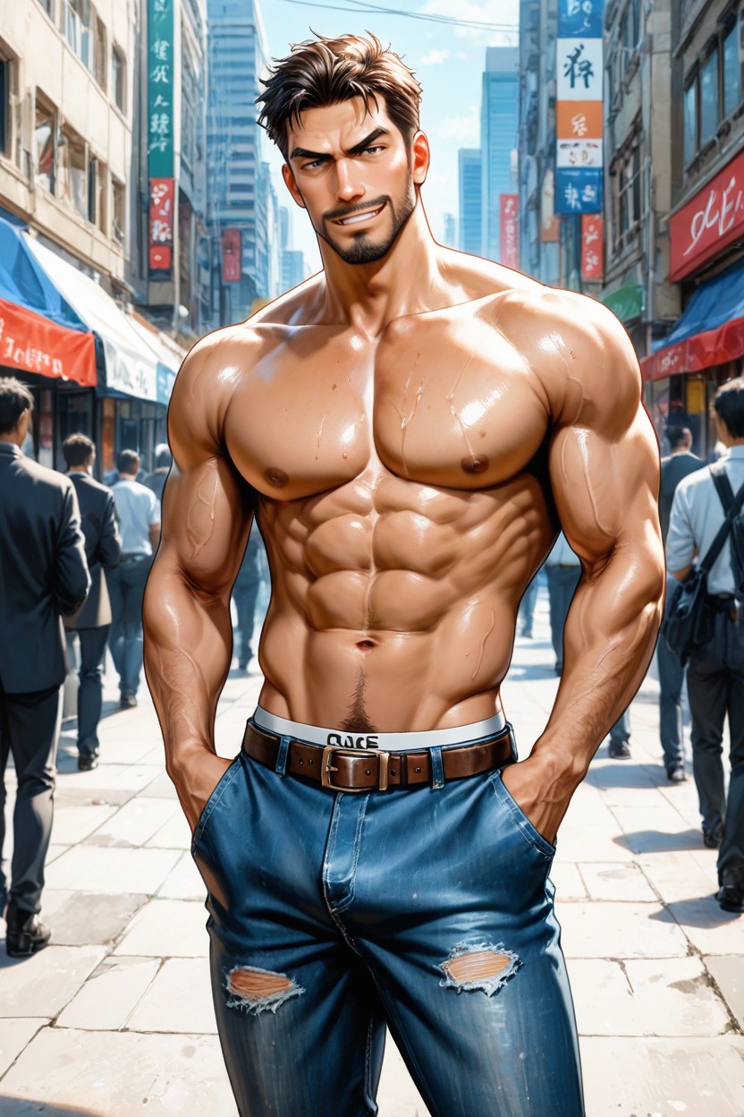 Smirking, Random Male, Natural Daylight AI Gay Porn