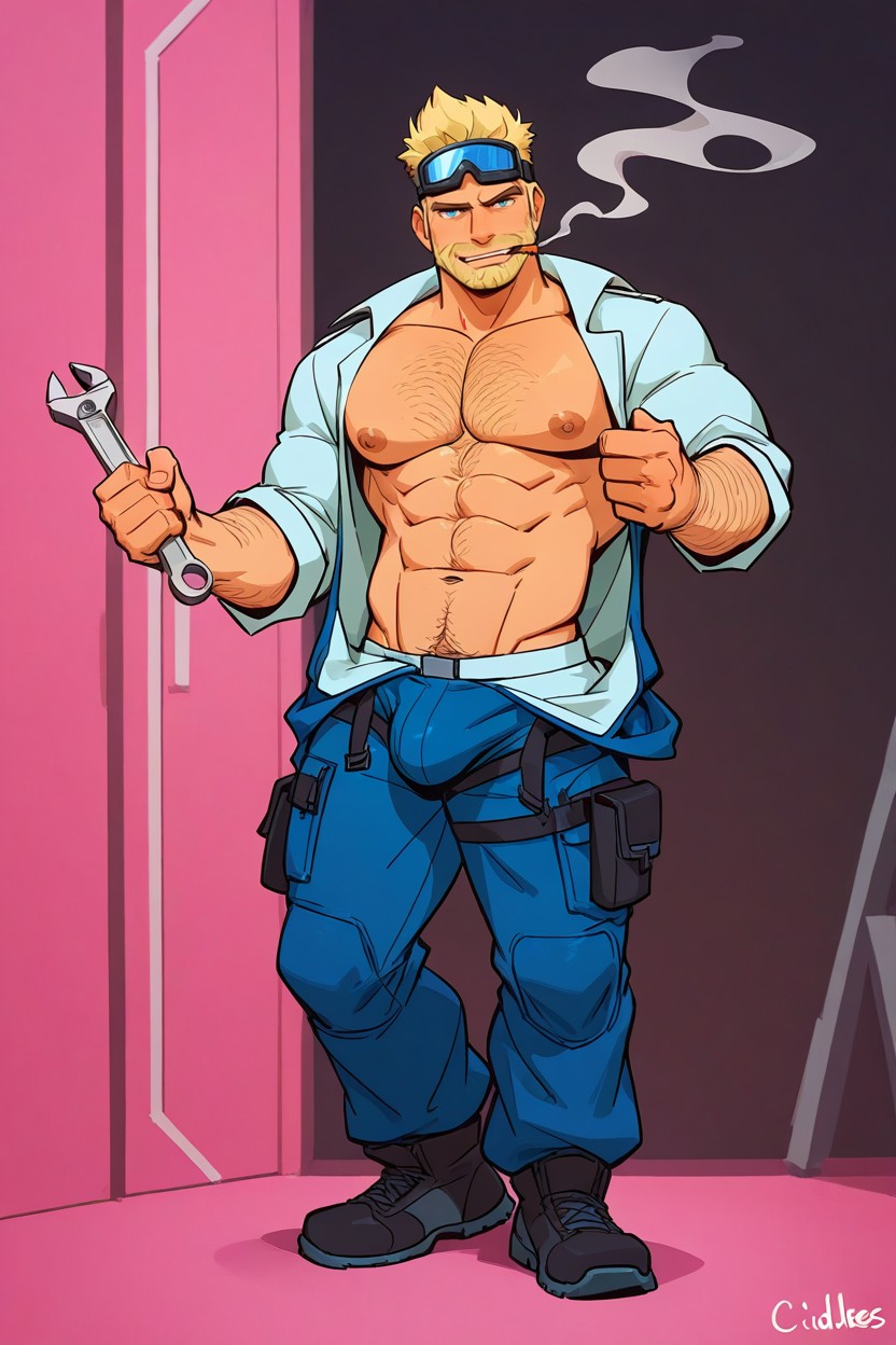 Spiky Hair, Hairy, Cid Highwind AI Gay Porn