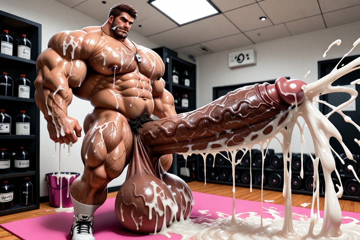 Impossibly Oversized Cock Longer And Thicker Than Body, Humongous Thick Penis, Cum On Socks AI Gay Porn
