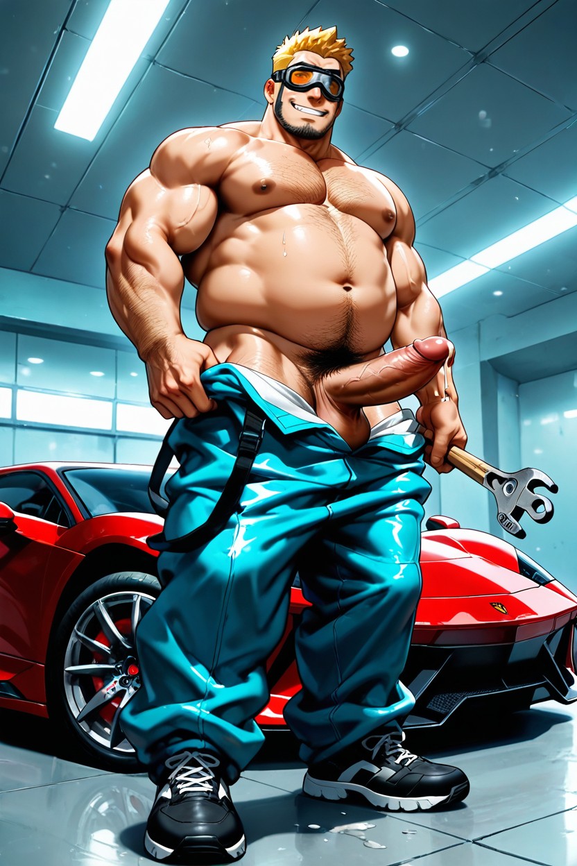 Full Body, Bottom Up, Big Spanner Holding On A Hand AI Gay Porn