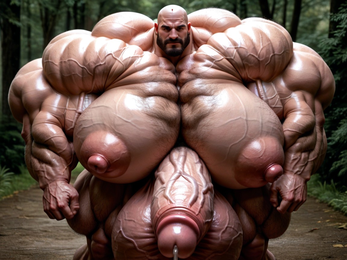 Hyper Puffy Cock, Looking At Viewer, Male Hormone Overdosed Muscles AI Gay Porn