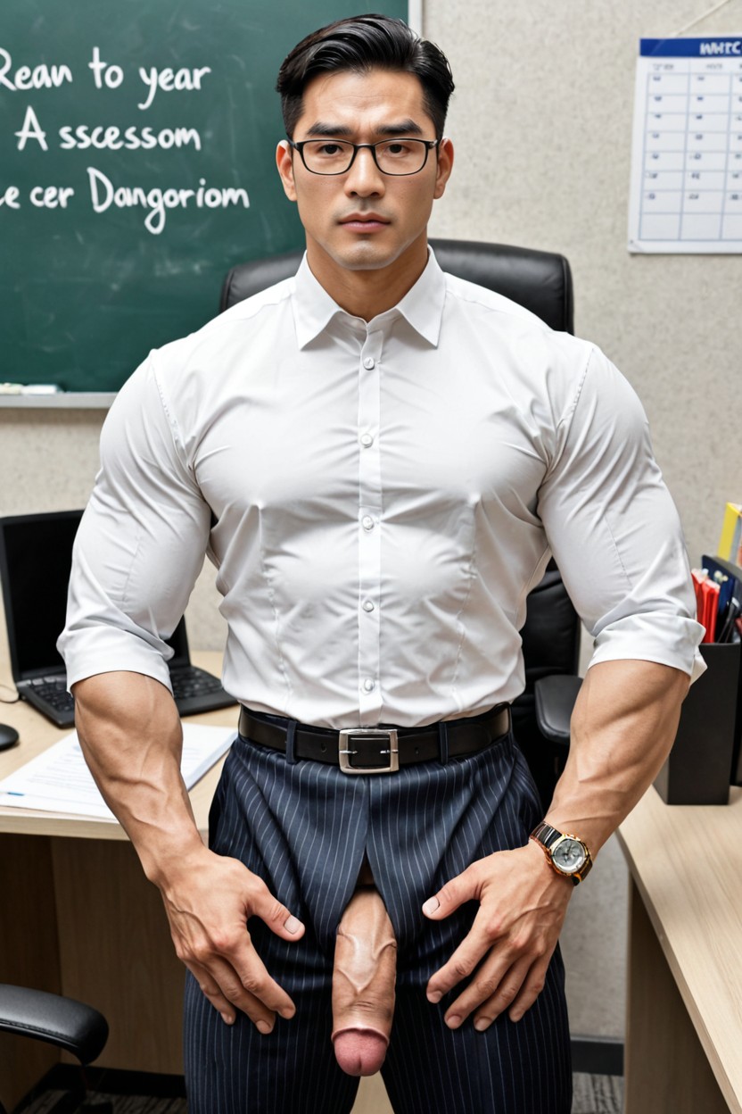 Bodybuilder Physique, Wide Lats, Wide Jaw AI Gay Porn