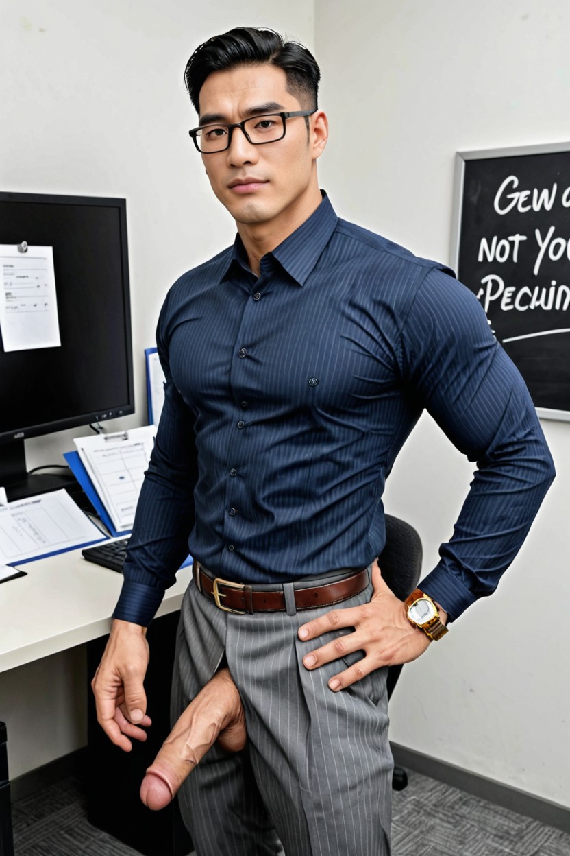 Fair Skin, Office, Substantial Facial Structure AI Gay Porn