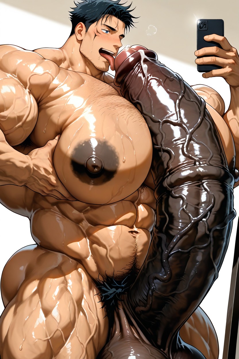 Masculine, Nude, Oversized Muscles AI Gay Porn